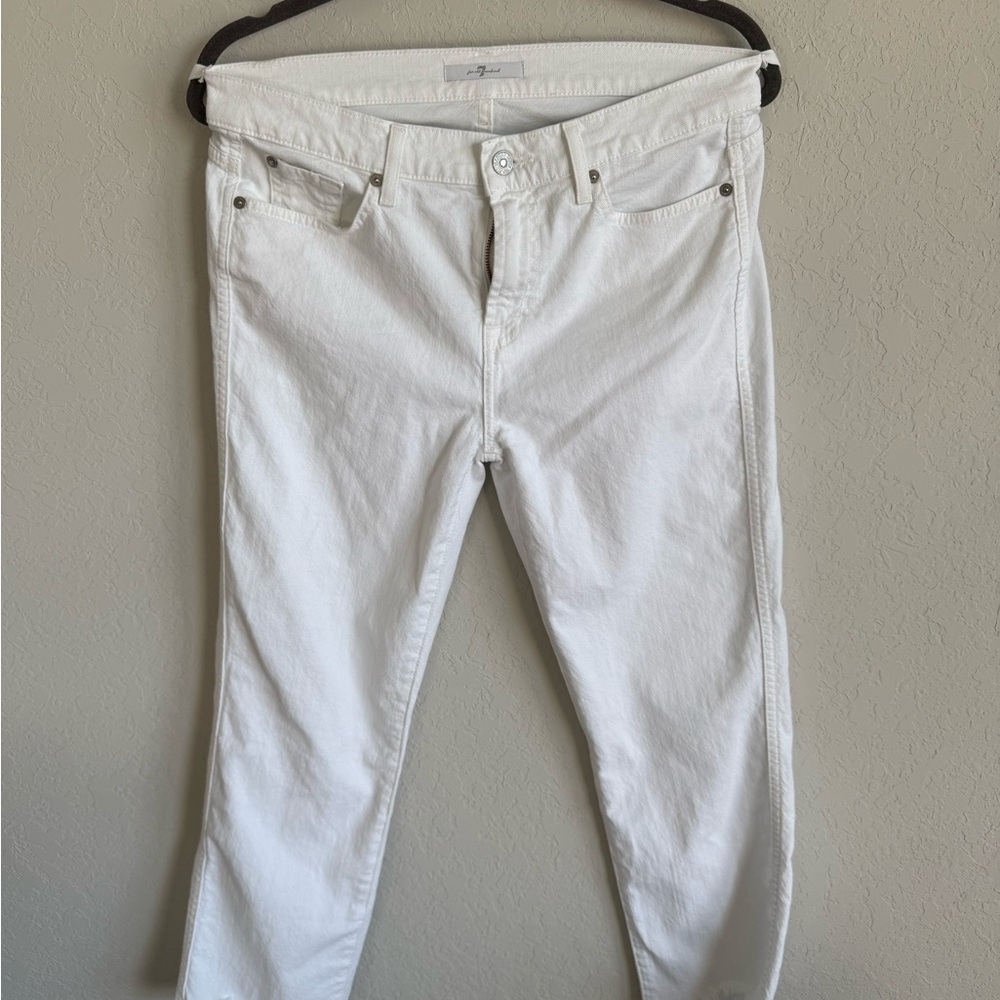 7 For All Mankind Women's White Ankle Jeans